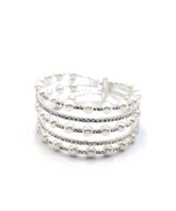 Beş Sıra İncili Su Yolu Bileklik - Gümüş