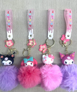 Ponponlu Kuromi Ve Hello Kitty Anahtarlık Alk4246