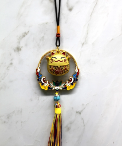 Renkli Püsküllü Şans Kedisi Feng Shui Askılık Alk4452