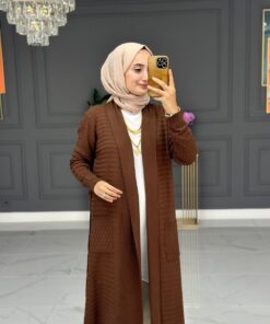 Alternative view of Nefes Uzun Triko Hırka - Kahve