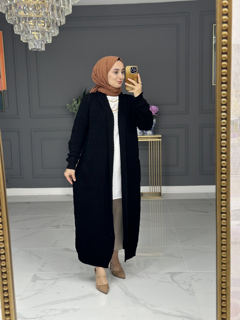 3724 1 - Kaptiya Hane uzun triko hırka