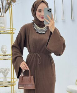 Alternative view of Kahve Pınar Triko Elbise Tesettür Giyim