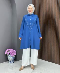 Taşlı Premium Tunik - İndigo