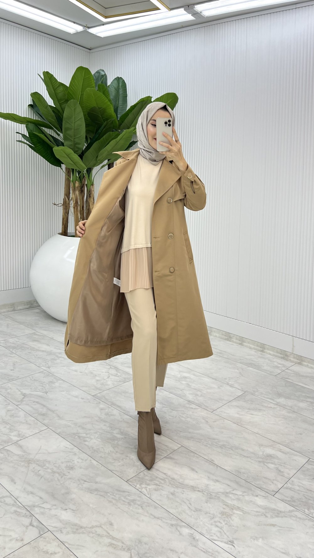 7658 2 20250930193030 - Kaptiya Premium Astarlı Eylem Trench Tesettür Giyim - Görsel 2