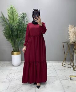 Azra Ferace Elbise Bordo