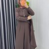 Kahve Kemerli Nalan Tulum Elbise Tesettür Giyim