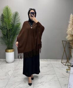 Kollu Şal Panço Kahve