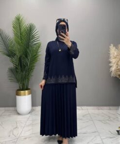 Cennet Taşlı Takım Lacivert