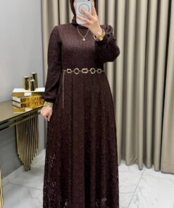 Dantel Elbise Kahve Renk