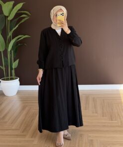 Zenan Düğmeli Etekli Takım